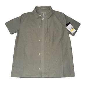 Nike 24.7 PerfectStretch Mens Dri-FIT Short-Sleeve Snap-Down Top HQ6958-010 L-TA